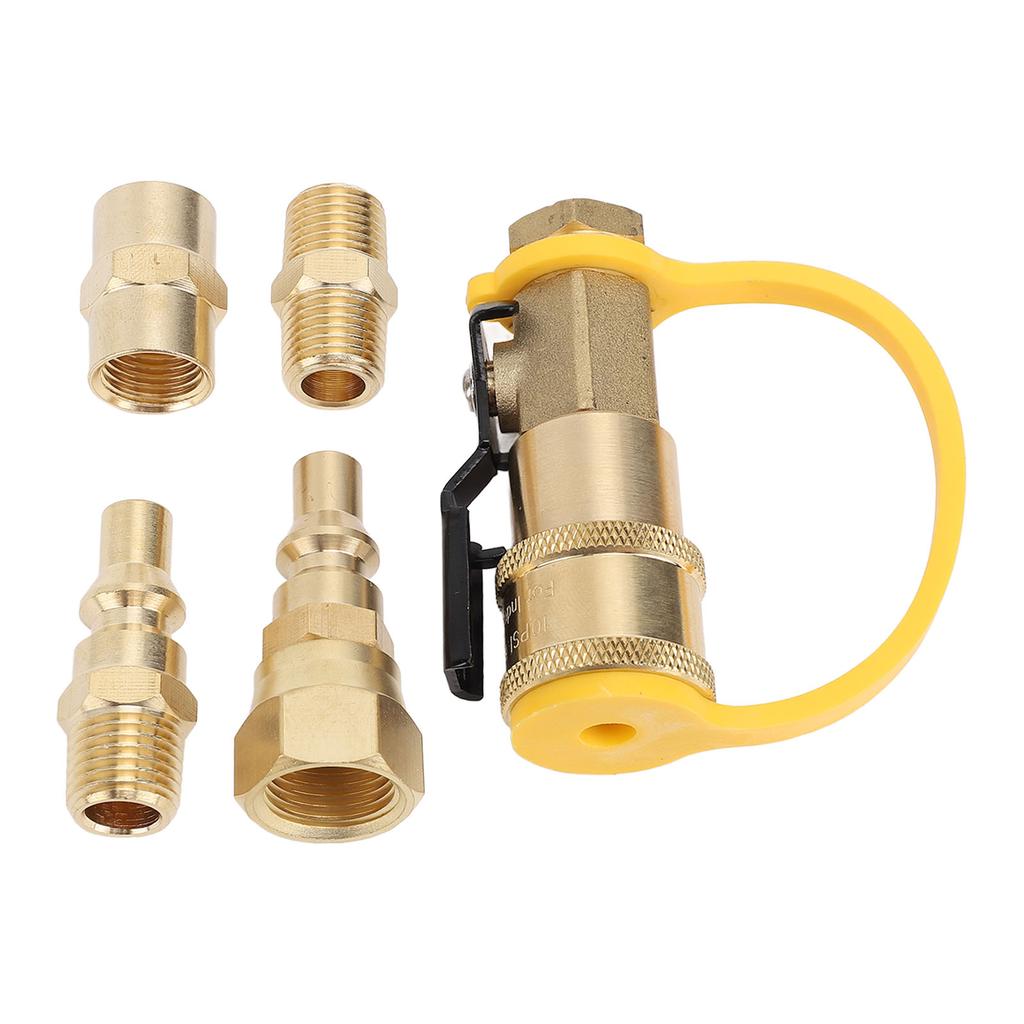 6PCS RV Quick Connect Adapter Fittings 1 4in Brass Shutoff Valve Kit for Trailers Motorhome Camping Vehicle