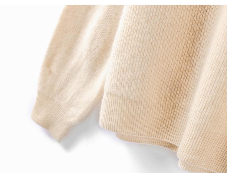 2025 Autumn/Winter Women's Cashmere V-Neck Sweater - Long Sleeve, Solid Color, Versatile, Skin-Friendly, Loose Fit