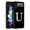 Phone Case For Samsung Galaxy Z Flip 3 4 5 Hard Black Folding PC Luxury For Samsung Z Flip3 Cover Initial Letter A Z Fashion