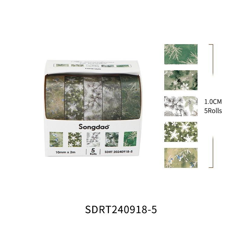 5 Rollen/Set Winterberg-Serie Blumen Washi Tape Saisonale Blumen Blätter Dekorativ Schnee Masking Tapes für Kunst DIY