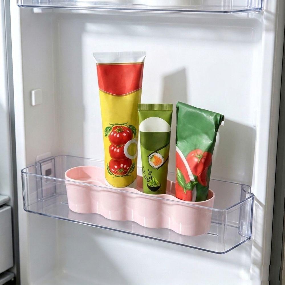 4 Slots Sauce Tube Storage Holder Wave Shaped 3D Printing Ketchup Tube Fixing Shelves Prevent Sauce Tipping Plastic