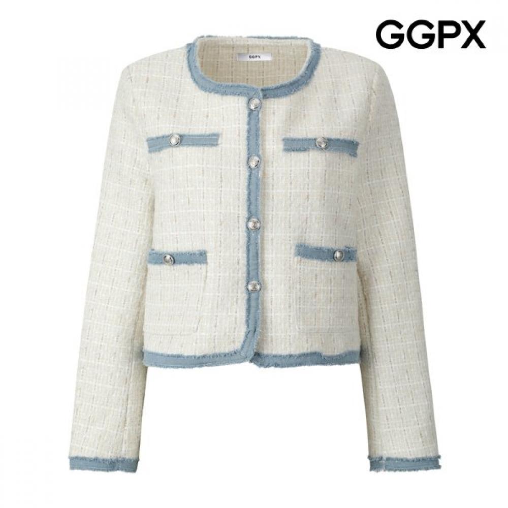 Ggpx New York Denim Trimming Tweed Jacket Gq3jk018f Pink/F