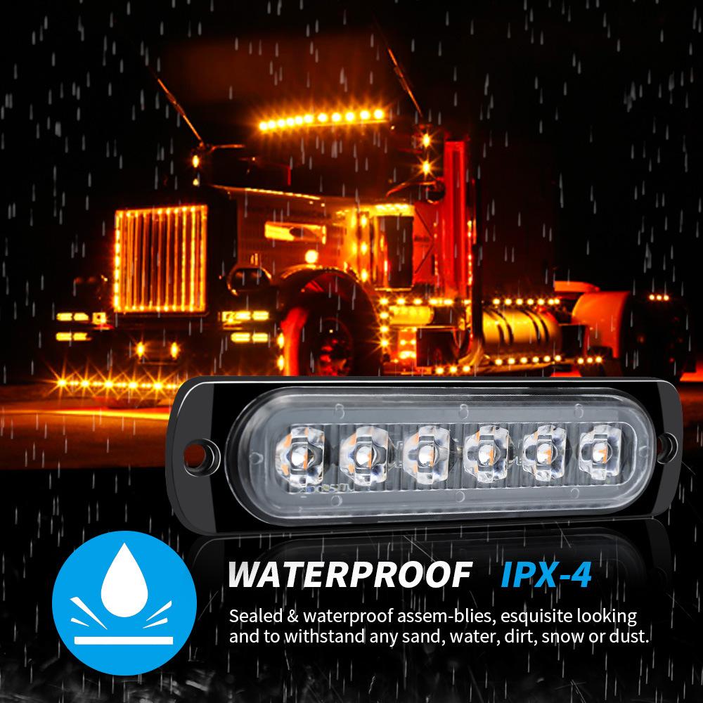 4pcs 6LED Truck Light Warning Lights Car Grille Beacon Bar LED Trailer Light Emergency Signal Light Side LED Indicator LightTurn Signal 2