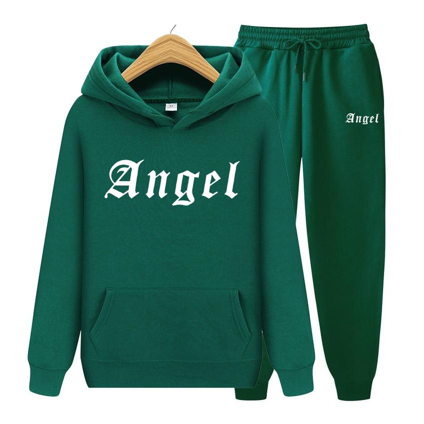 Damer Langermet Hettegenser Sett Angel Kreativitet Bokstavtrykk Mote genser Nyhet Skulderfall Klær Hette