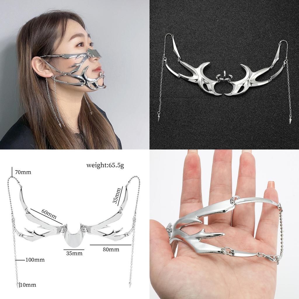 Verstellbare Punk-Stil Masken-Halskette für Partys Einzigartige und übertriebene europäische und amerikanische Gesichtsmasken-Accessoires