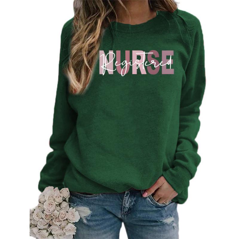 Cross-Border Registered Nurse Women's Round Neck Casual Loose Sweatshirt, European Size