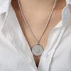 Retro Titanium Steel Lotus Pod Pendant Necklace with Diamond Inlay
