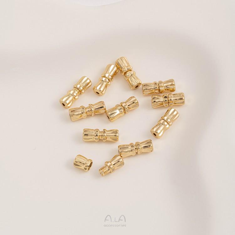 18K Vergoldete Schraub-Spiral-Schließe Perlenkette mit Quastenkette und Schmetterlingsschnalle