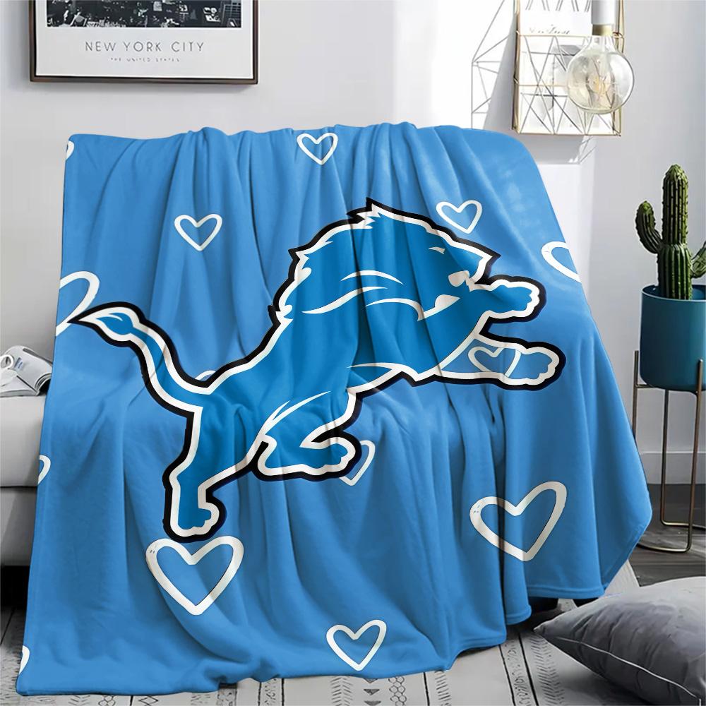 Detroit Lions Print Flannel Blanket, High quality Comfortable for All Seasons, Home Decor, Warmth and Comfort, Perfect for Christmas Gifts