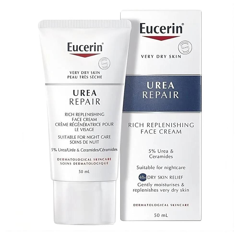 Eucerin Крем-восстановление с мочевиной 50 мл 1 Упаковка Eucerin Восстанавливающий крем для снятия раздражения кожи лица (с 5% мочевины)