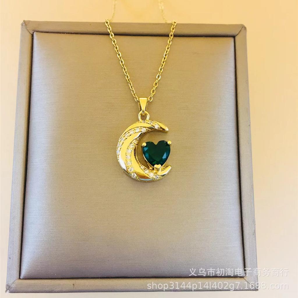 Love Moon Necklace Female Simple High Versatile Temperament Zircon Pendant Delicate Clavicle Chain