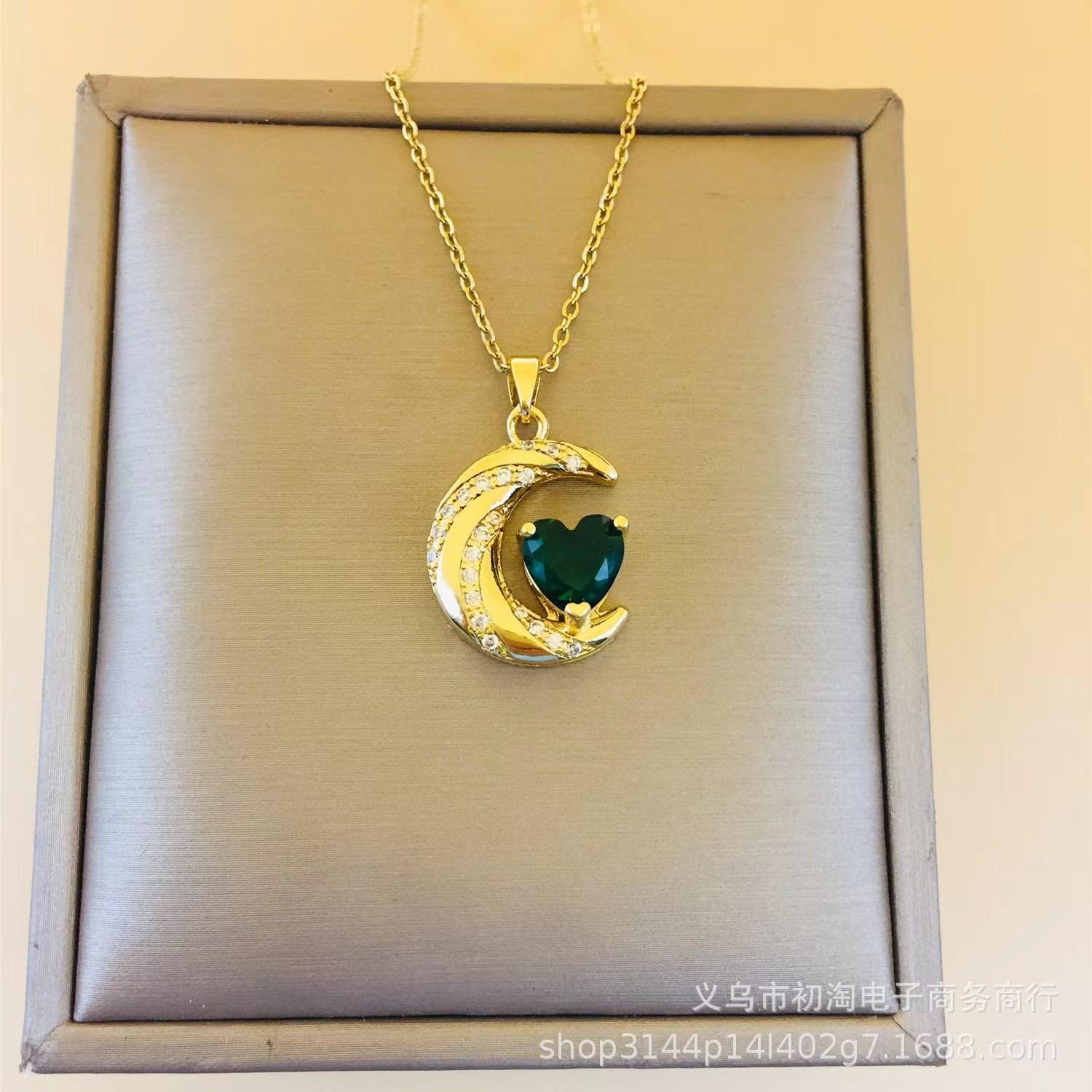 

Ожерелье Love Moon, женское, простое, высокое, универсальное, темпераментное, циркониевое, подвеска, изящная, на ключицу