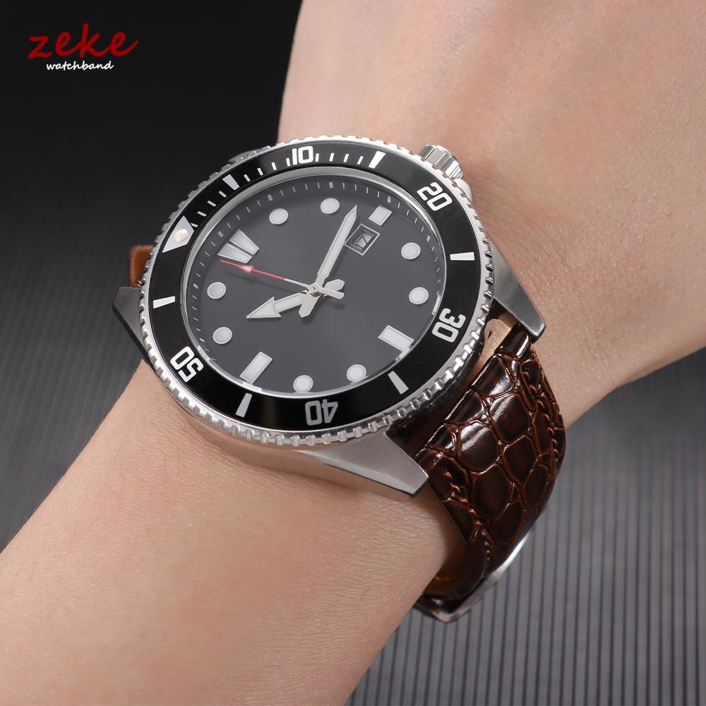 Butterfly Buckle Crocodile Pattern Leather Watch Strap 12/14/16/18/19/20/22mm Watchbands Soft Casual Business Wristwatch Band