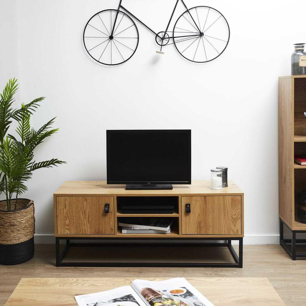 LOFT TV Cabinet Abbott Oak | Black | 117x48x39cm