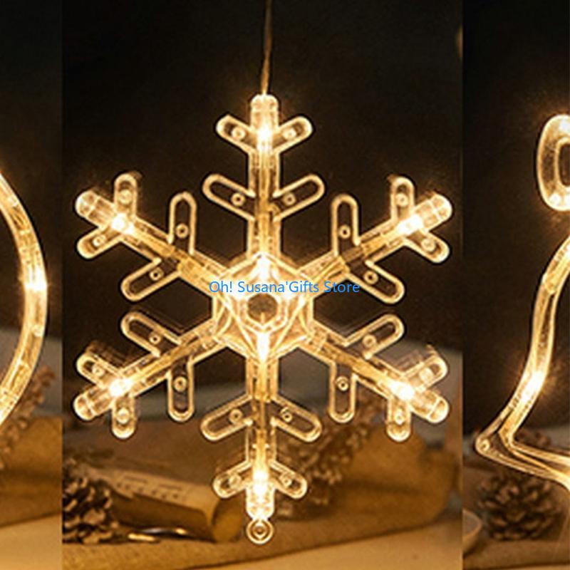 090D Plastic Window Suction Cup Lights Holiday Decor for Christmas 8 Shapes to Choose