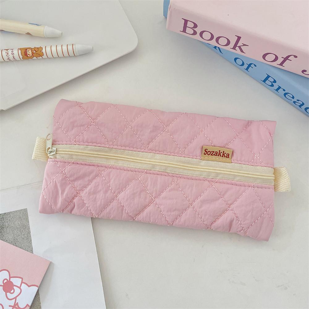 Student Pencil Case Soft Fabric With Zipper For Girls And School Supplies