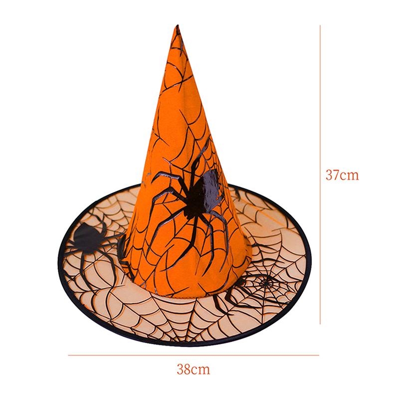 Adult Kids Black Witch Hats Masquerade Ribbon Wizard Costume Top Pointed Caps Cosplay Halloween Props Party Decoration