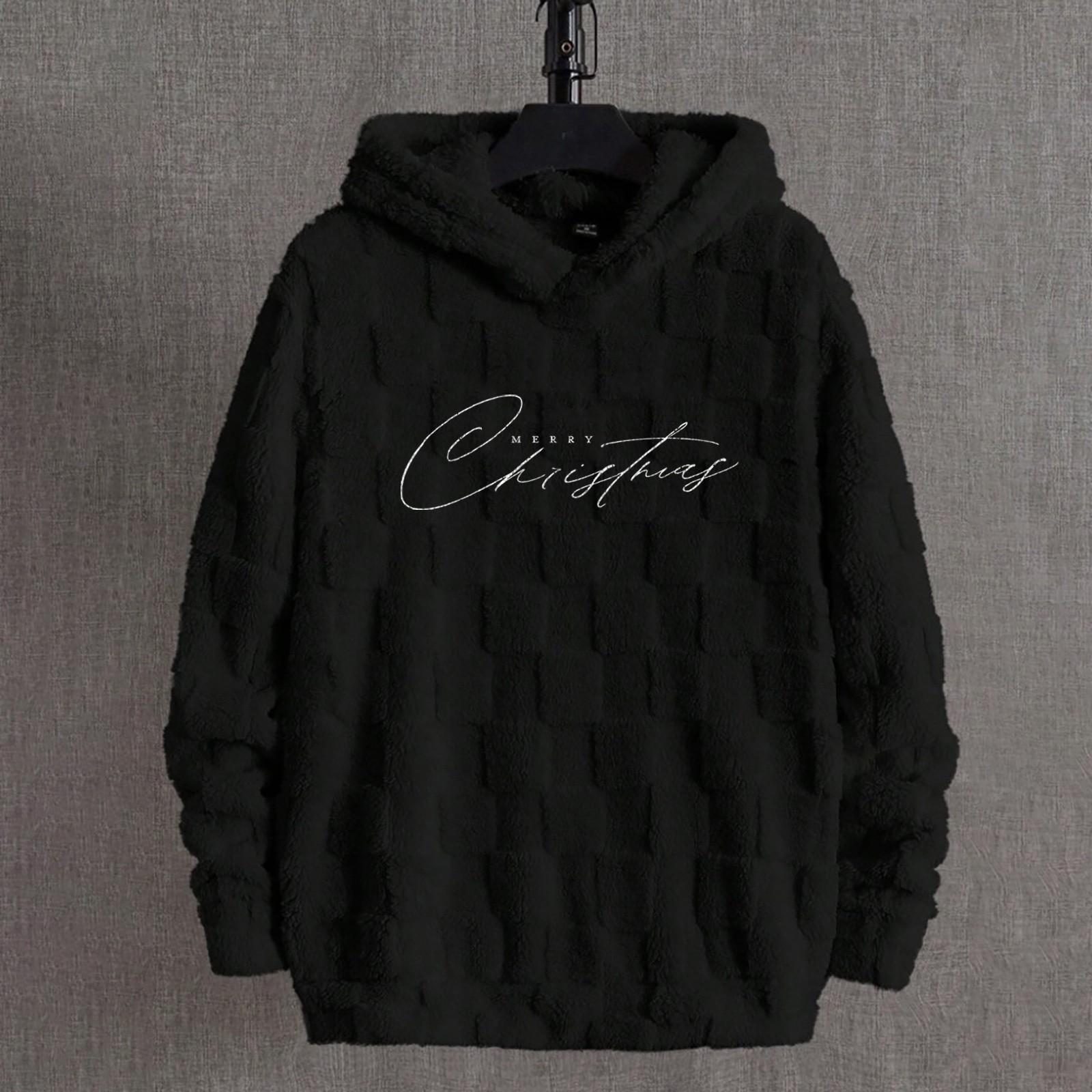 

Модная повседневная толстовка с капюшоном и круглым вырезом для мужчин и женщин с длинным рукавом и рождественским принтом XXL чёрный