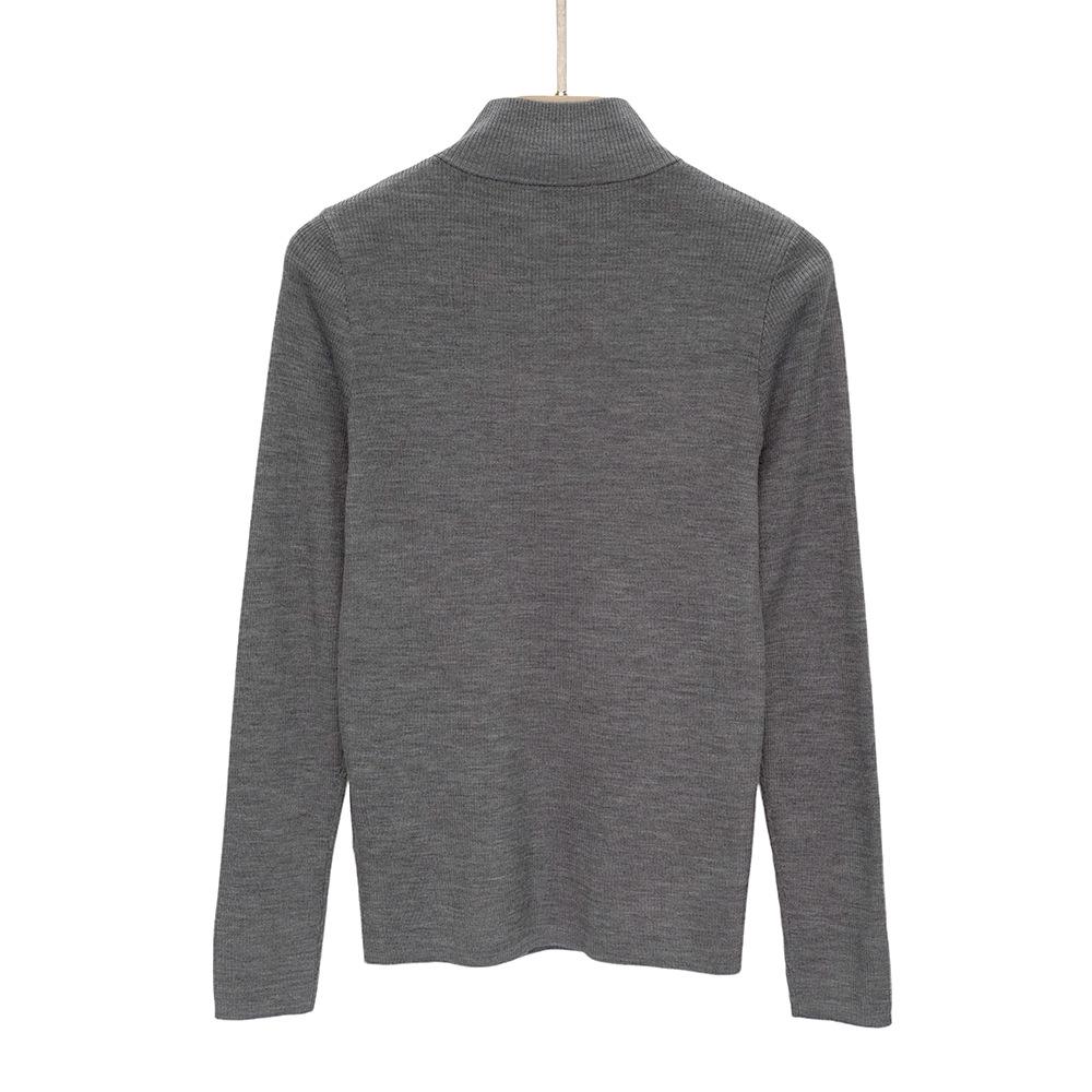 Women's Casual Slim Fit Long Sleeve 100% Wool Half-Zip Sweater for Autumn and Winter