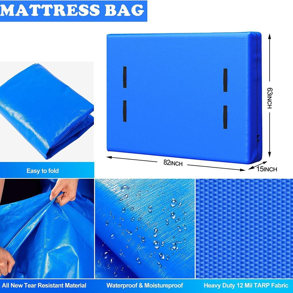 Heavy-Duty Mattress Packaging Cover, with Sturdy Handles & Heavy-Duty Zipper, Essential Bag for Moving & Storage