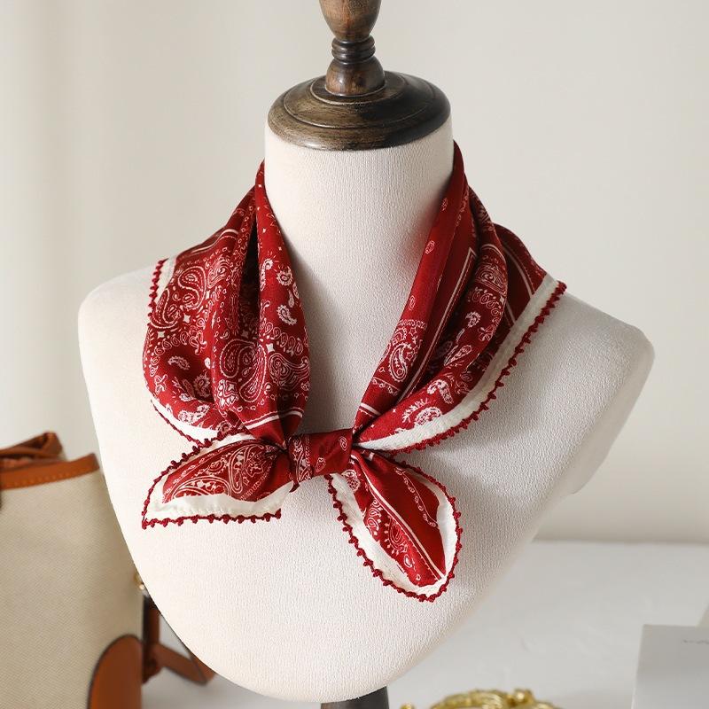 16 mmi jacquard 100% silk cashew flower small square scarf women s retro hotel silk scarf spring and summer versatile neck scarf 53*53cm