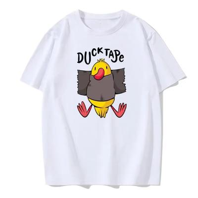 Cartoon Duck Print T-shirt Men's Fashion Tops T-shirt Solid Color Round Neck Pure Cotton Clothing Short-sleeved Street T-shirt