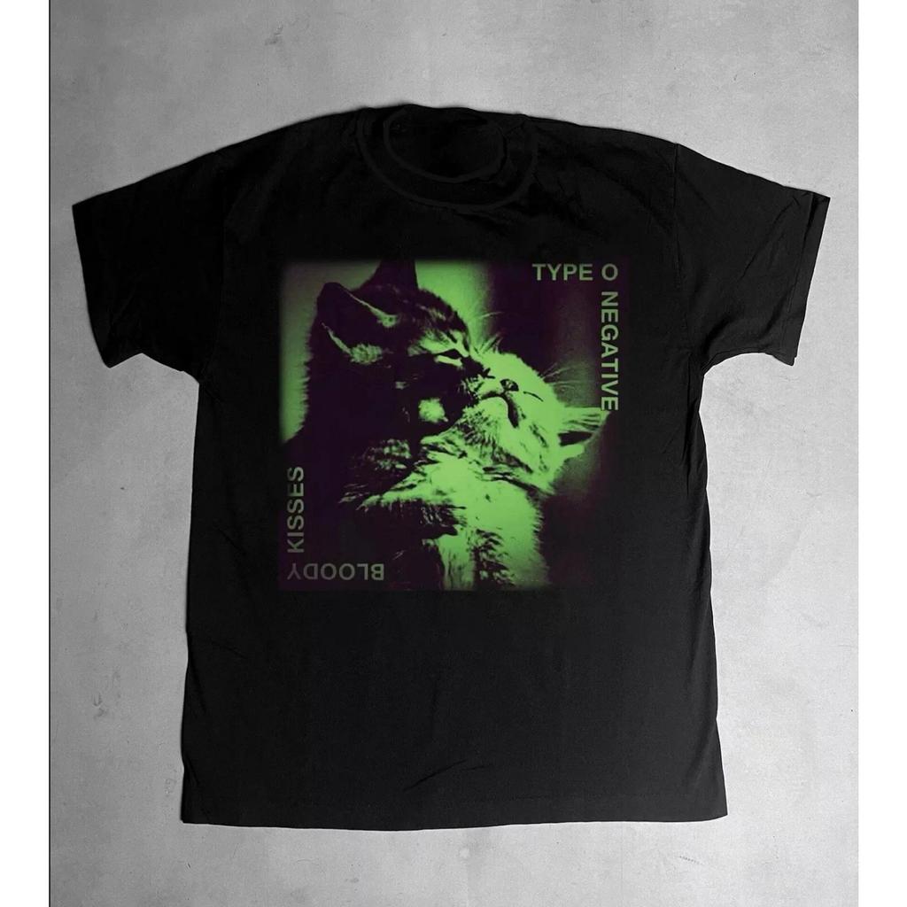 Bloody Kisses Type O Negative Gatto Manica Corta Nero Maglietta da Concerto Manica Corta Uomo Donna Estate Girocollo Cotone T-Shirt