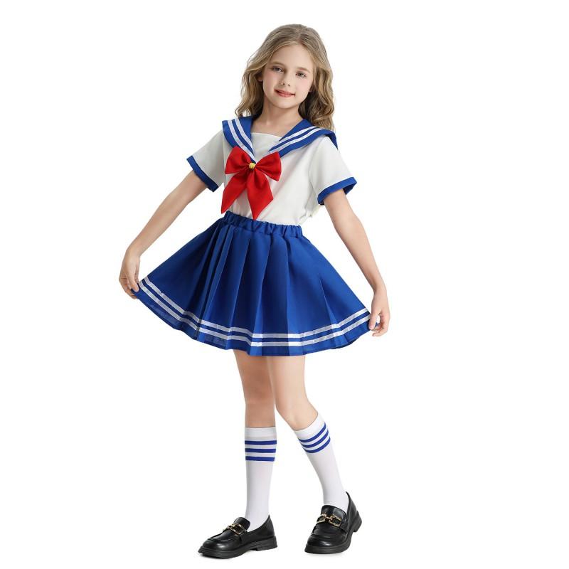 Girls Performance Costume Set Sailor Style JK Uniform Children Dance Party Cosplay Outfit