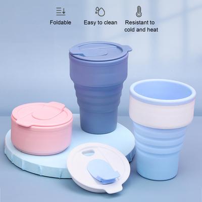 Taza de Viaje de Silicona Plegable 12oz Taza de Café Portátil Plegable para Camping Senderismo Desplazamientos Botella de Agua Ecológica a Prueba de Fugas con Boca Ancha
