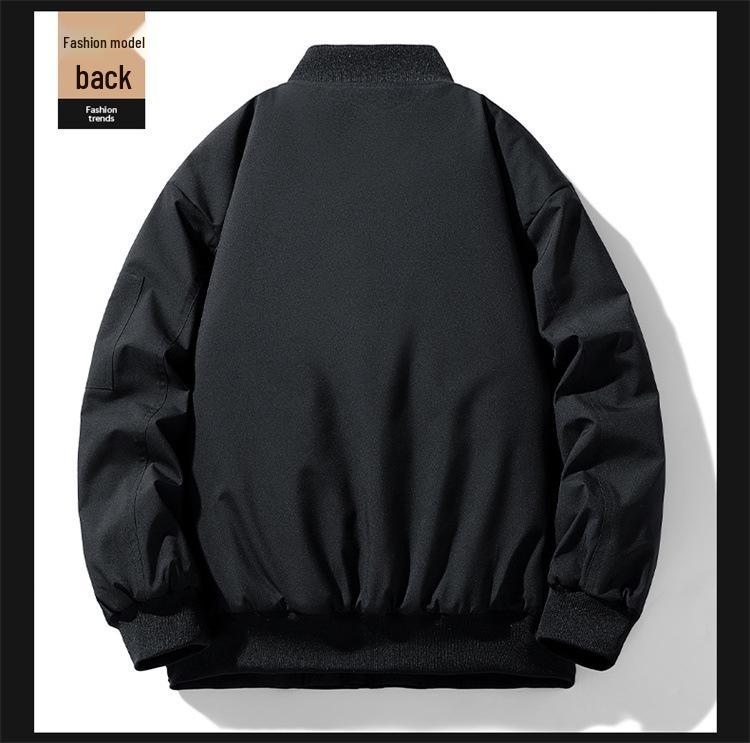 Unisex American Style Autumn/Winter Baseball Collar Flight Jacket, Thick Cotton Padded, Trendy Brand, Plus Size Outerwear.