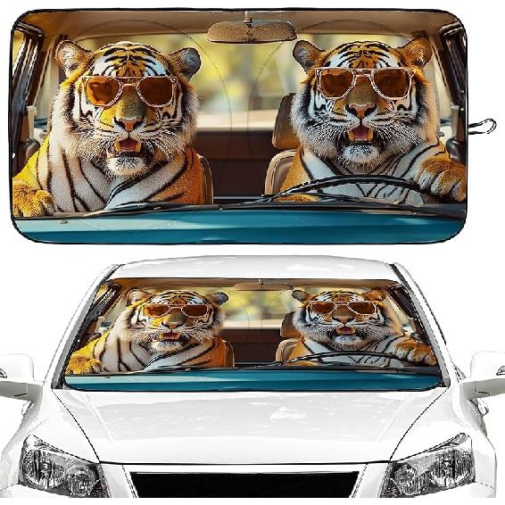 Cat Car Windshield Sun Shade Foldable Sunshade Front Window Cover Sun Visor Protector Accessories (59X27.5 Inches)