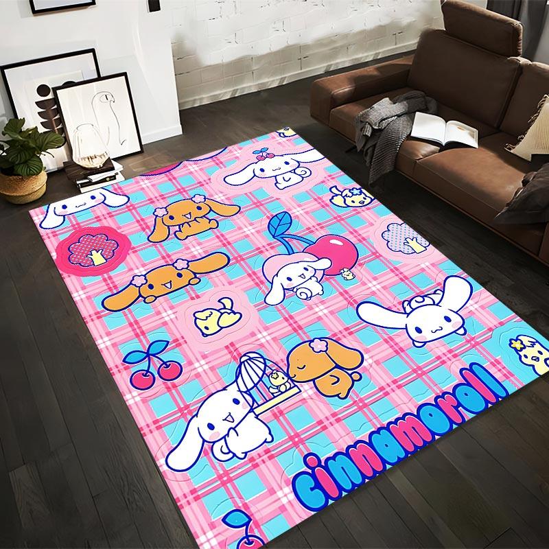 

Cute Cartoon Cinnamoroll Carpet with Pink and Blue Plaid Cherry Design for Kids Room Suitable for use as an anti-slip1 for1room and bedroom sofas 40x60cm( 15x23in )