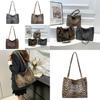 Chic Urban Simple Leopard Print Handheld Tote Bag Trendy Large Pu Shoulder Bag
