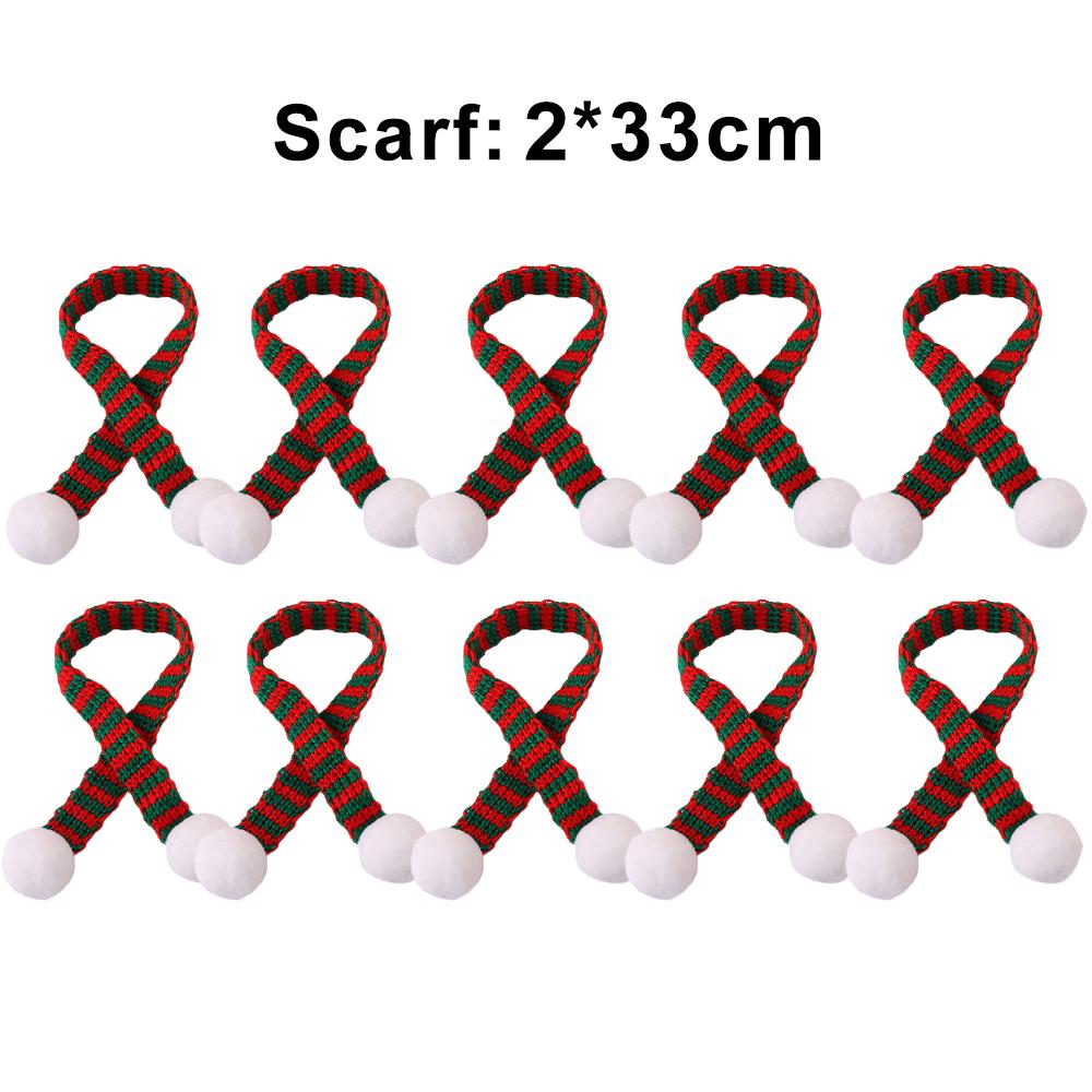Mini Santa Knitted Hat & Scarf Small Christmas Costume for Cat Rabbit Doll Lollipop Bottle Cap DIY Xmas Party Dinner Decoration