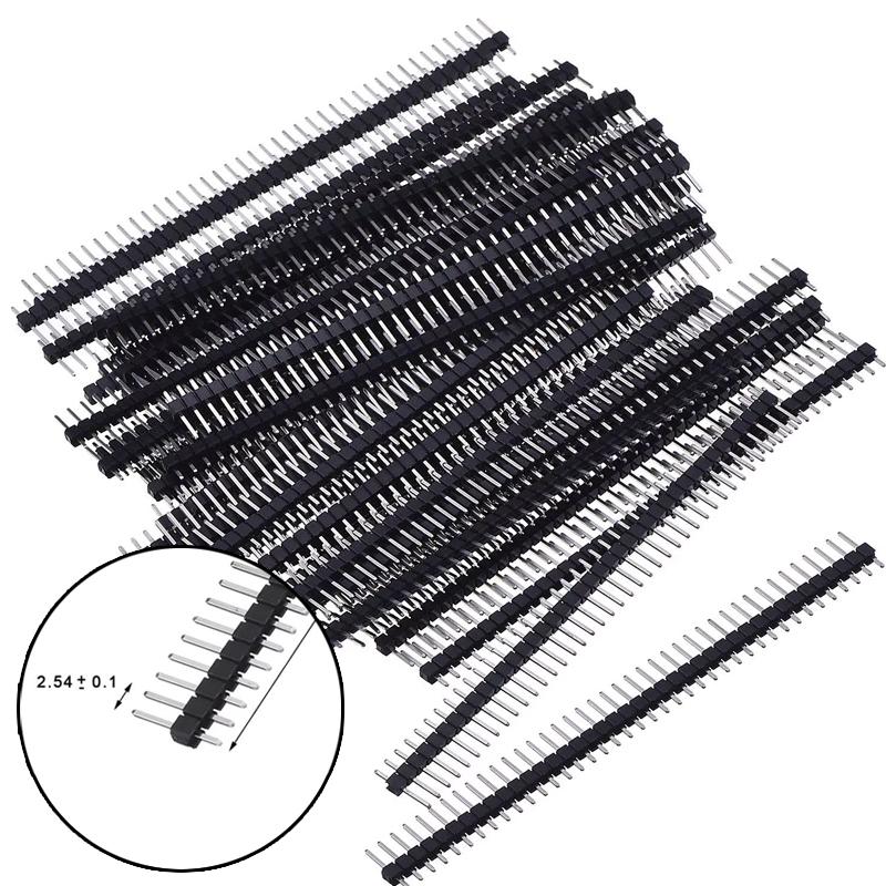 10pcs 40 Pin 1x40 Single Row Male And Female 2.54 Breakable Pin Header Connector Strip For Arduino Black