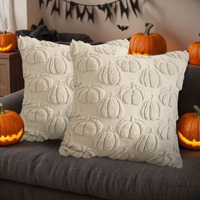 45x45cm Halloween Pillow Cover Embroidered Pumpkin Throw Cushion Covers Soft Pillowcase For Living Room Sofa Couch Home Decor