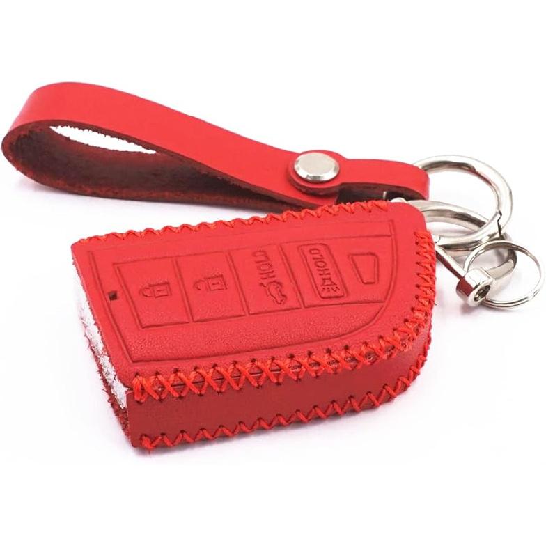 

Кожаный 4 5-кнопочный умный пульт брелок защитный чехол цепочка применимо 2022 2023 Eulogize MDX RDX (4 кнопки, черный) 5 buttons красный