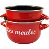 Marmite à moules - baumalu - 18 cm - acier émaillé - couvercle inox - tous feux