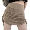 2024 High Waist Drawstring A-Line Mini Skirt - Pleated, Sexy, Hip Wrap, Nightclub Style for Women.