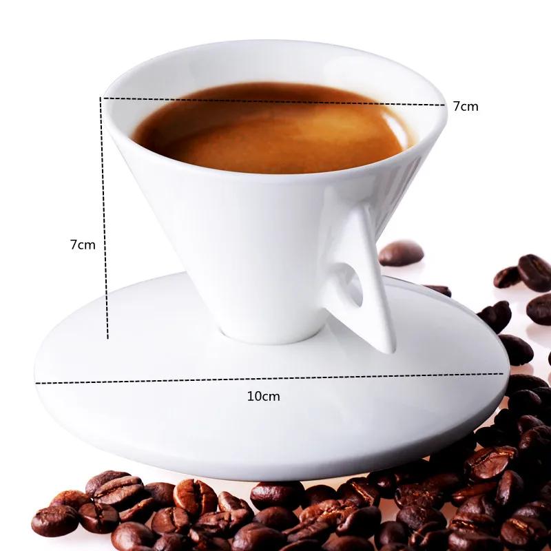 

60 мл итальянский эспрессо чашка блюдце набор уникальная креативная пара керамическая кофейная чашка домашняя белая чайная чашка блюдце набор кофейная посуда 60ML белый