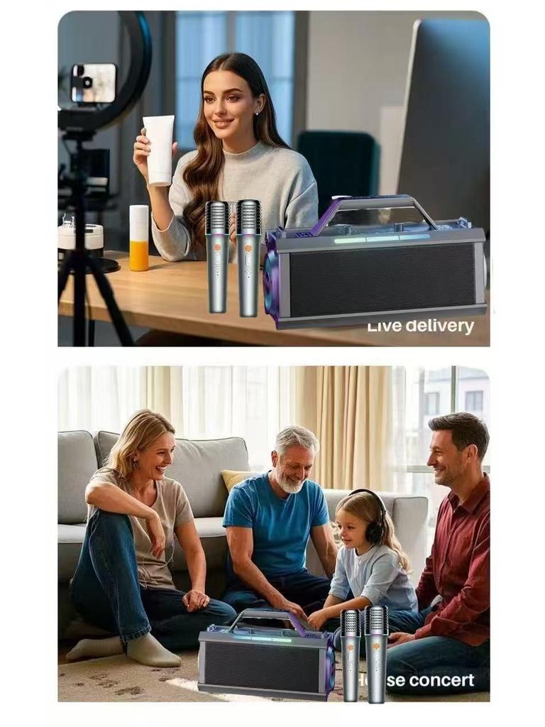 Uzun Pil Ömrüne Sahip A22 Yüksek Güçlü 60W Taşınabilir Bluetooth Karaoke Hoparlörü