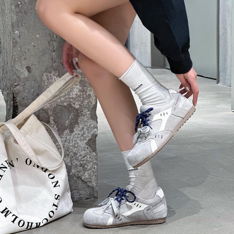 Soft Bottom Comfortable Women's Spring New Flat Bottom Leather Breathable Light Retro Color Matching Casual