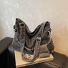 Denim bag women's large-capacity new versatile shoulder messenger bag high-end commuter tote bag