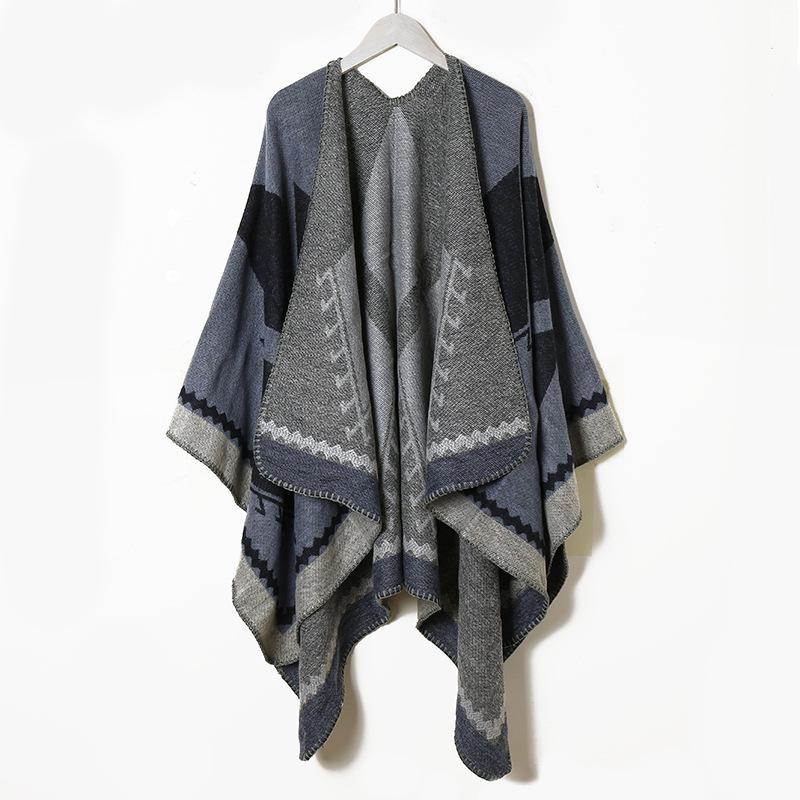 Plaid Tassel Scarf Shawl: Women s Ethnic Style Knit Cape for Autumn & Winter 130-150 cm