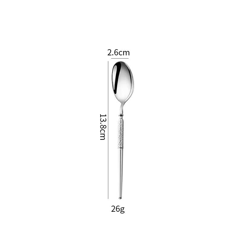 Saint Flag Star Diamond 304 Stainless Steel Cutlery Set - Steak Knife, Fork & Spoon with Thickened Dessert Fork & Spoon