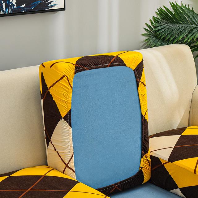 Square Lattice Printed Sofa Chair Seat Cushion Cover Elastic Sofa Slipcovers Designed For Household Pets Protector L Shape Anti -Dust Machine