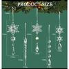 Xmas Tree Transparent Snowflake Hanging Ornaments Acrylic Icicle Pendant 2025 Christmas Decoration for Home New Year Gifts