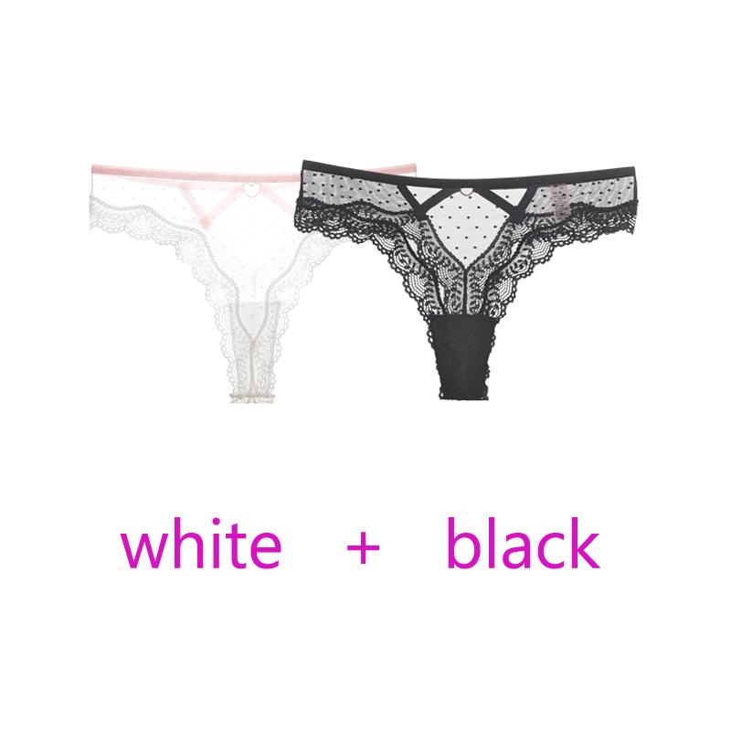 TERMEZY 2Pcs/Lot Sexy Lace Panties Women Low-waist Underwear Hollow Out Transparent Thong Female Seamless G-string Lingerie Underpant