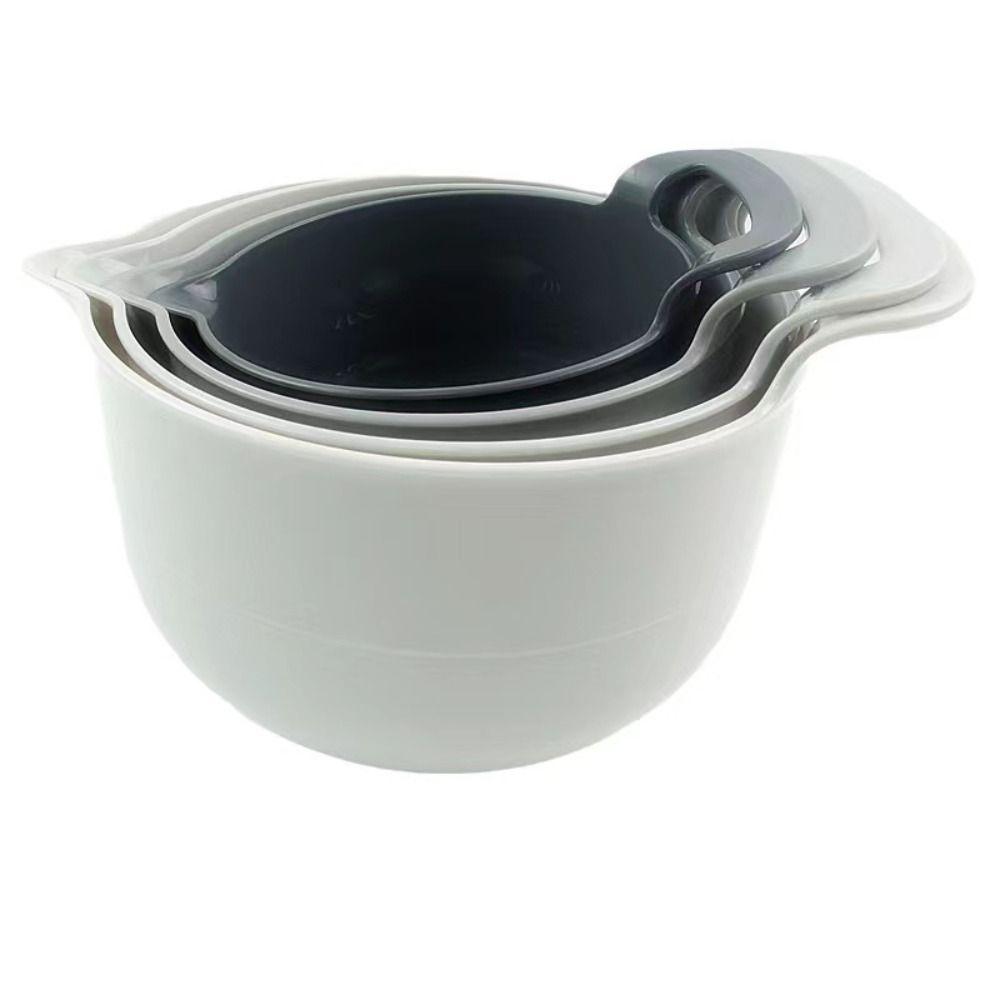4pcs/set Plastic Salad Bowl with Handle Snacks Basin Multiple Capacities Mixing Bowl Set  Fruits