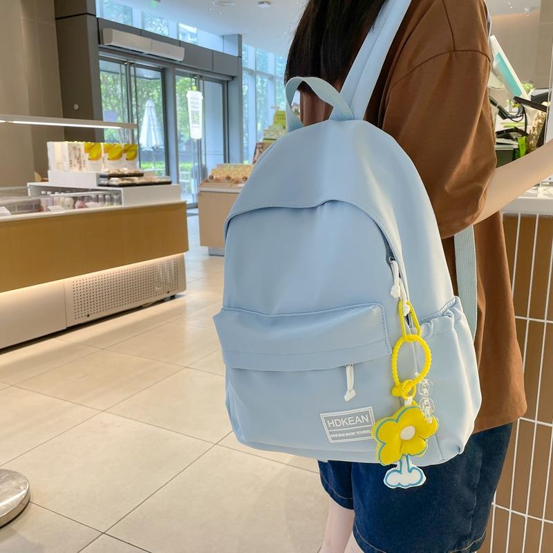 Summer New Korean Style Solid Color Fashion Casual Couple Backpack Fresh Cute Sweet Student School Bag